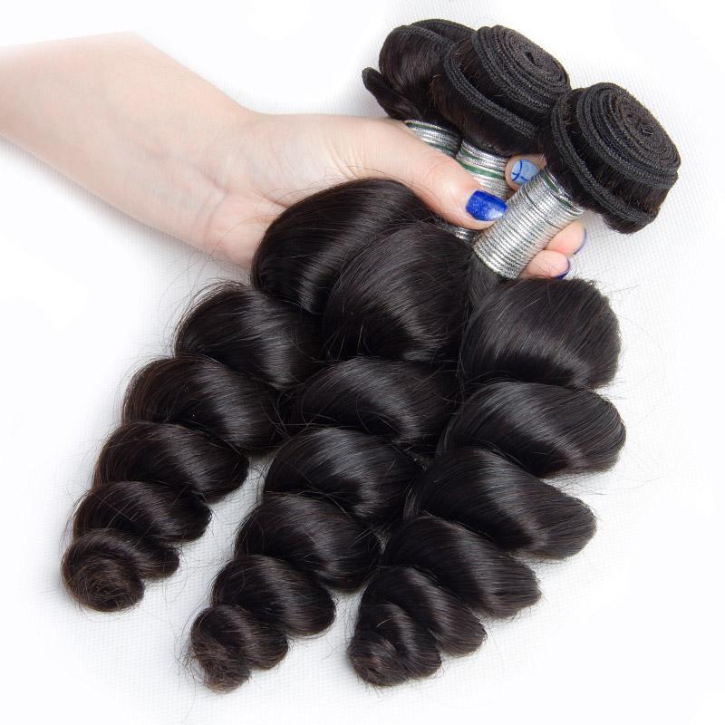 Modern Show Hair Mink Brazilian Virgin Hair Loose Wave 3 Bundles With 13x4 Pre Plucked Lace Frontal Closure-3 bundles