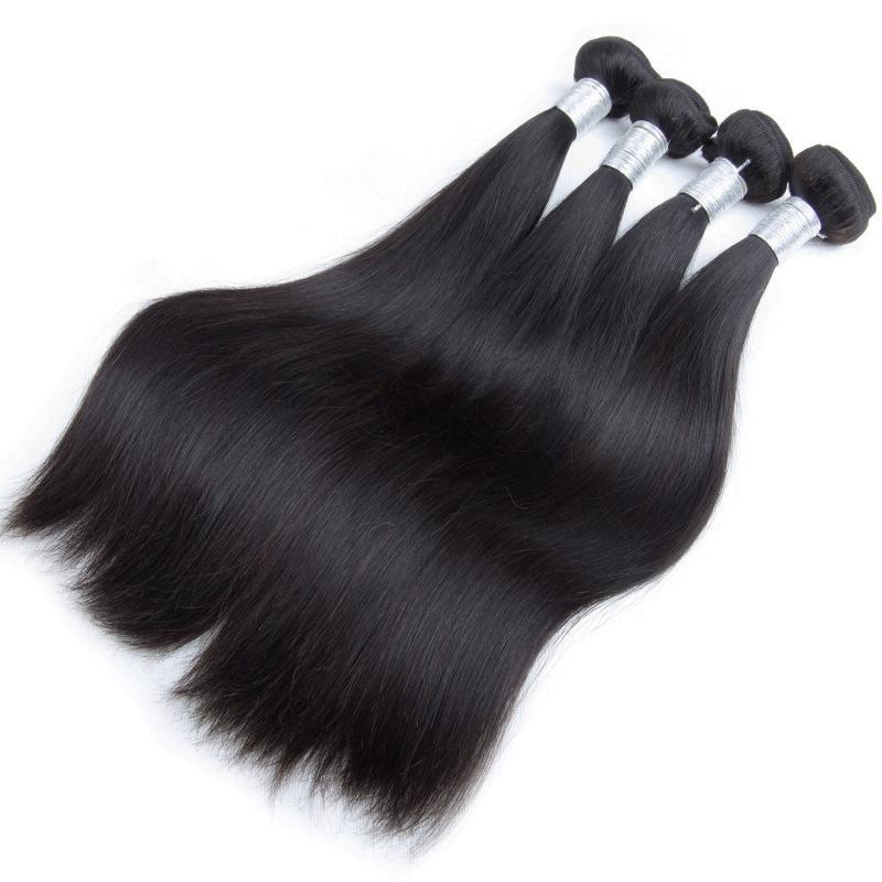 Modern Show Virgin Remy Brazilian Straight Human Hair Weave 4 Bundles With Lace Closure-4 BUNDLES straight hair