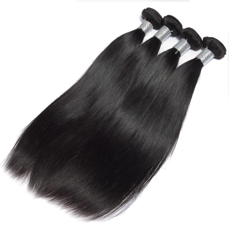 Modern Show Hair 10A Raw Indian Straight Virgin Remy Human Hair 4 Bundles With Lace Frontal Closure-straight human hair