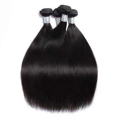 Modern Show Hair 10A Natural Brazilian Virgin Remy Straight Hair Extensions 4 Bundles With Frontal Closure-4 bundles