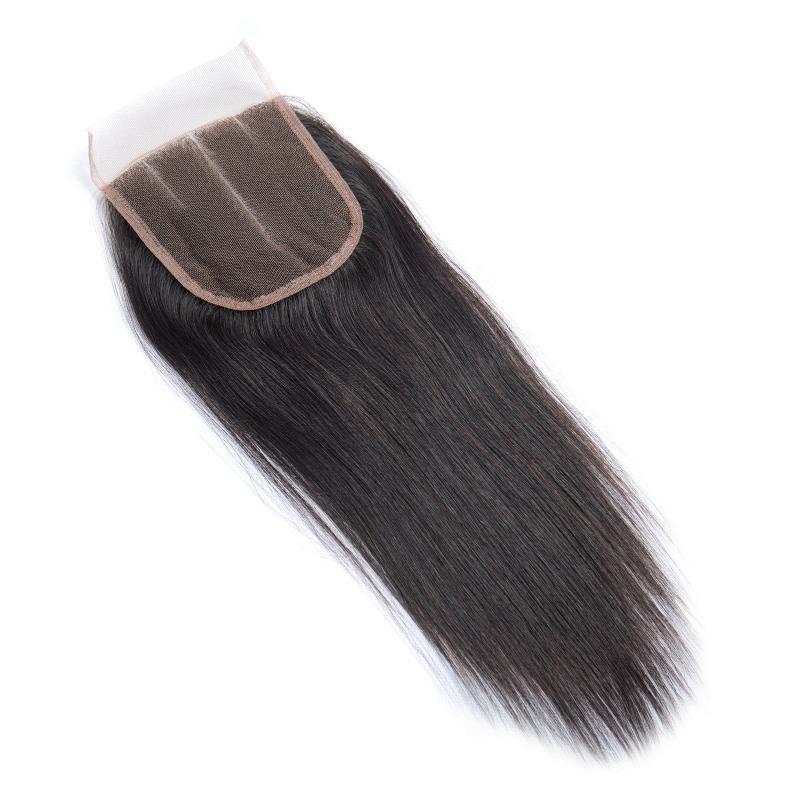 Modern Show Brazilian Straight Closure Virgin Human Hair Swiss Lace Closure With Baby Hair-three part closure