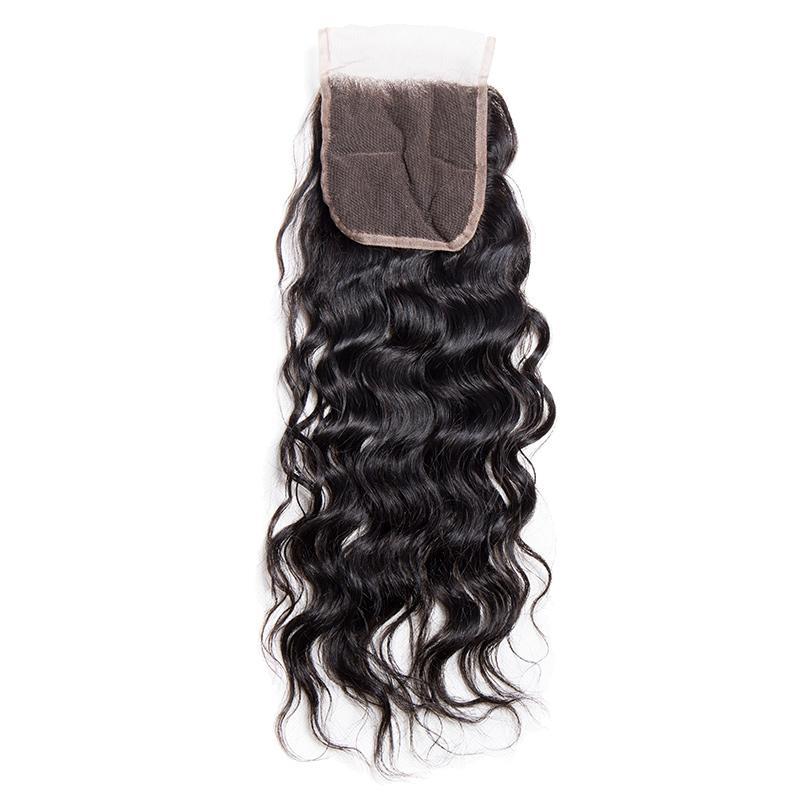 Modern Show Brazilian Water Wave Closure Swiss Lace Closure With Baby Hair Wet And Wavy Human Hair-free part