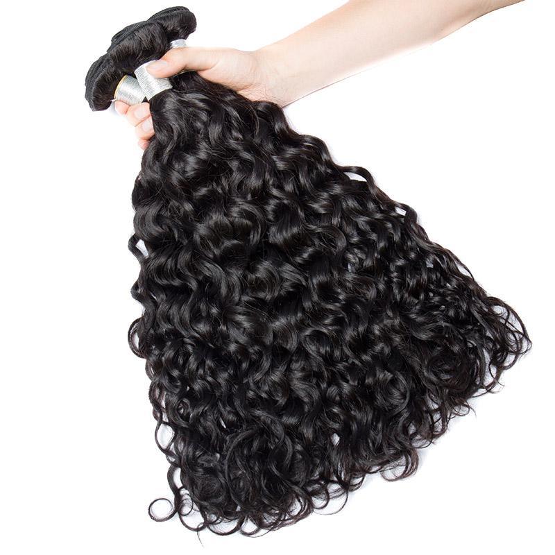 Modern Show Hair 10A Mink Brazilian Virgin Hair Water Wave 4 Bundles With 4x4 Lace Closure With Baby Hair-4 pcs hair