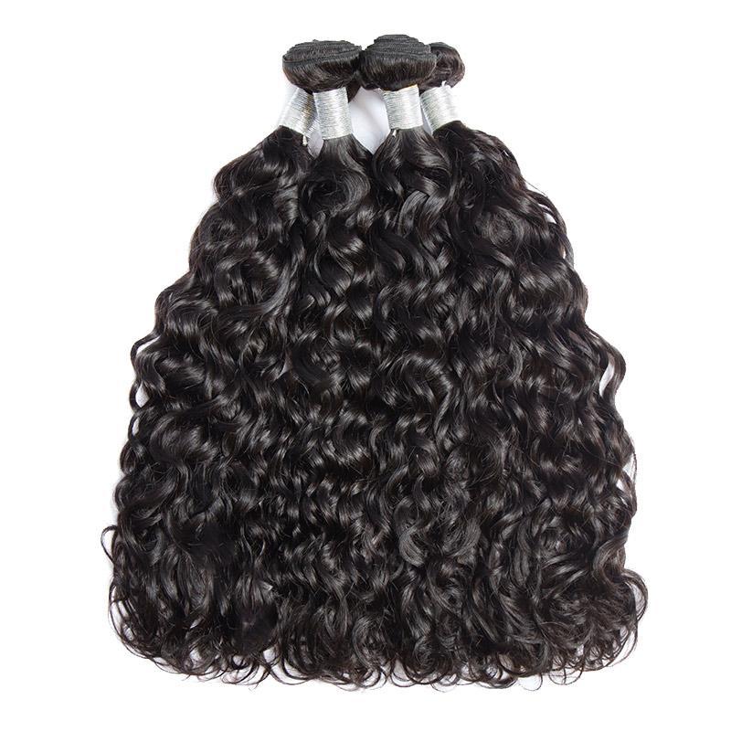Modern Show Hair 10A Mink Brazilian Virgin Hair Water Wave 4 Bundles With 13x4 Ear To Ear Lace Frontal Closure-4 bundles