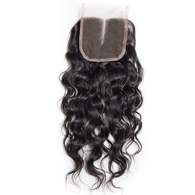 Modern Show Brazilian Water Wave Closure Swiss Lace Closure With Baby Hair Wet And Wavy Human Hair-middle part