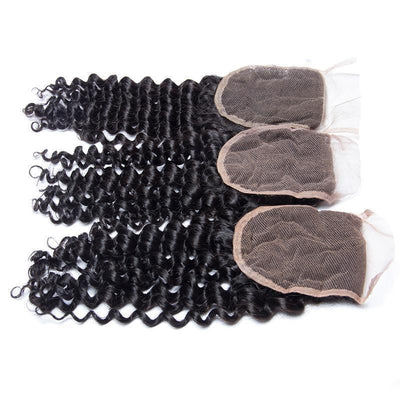 Modern Show Virgin Brazilian Deep Curly Weave Human Hair Swiss Lace Closure With Baby Hair-curly closure
