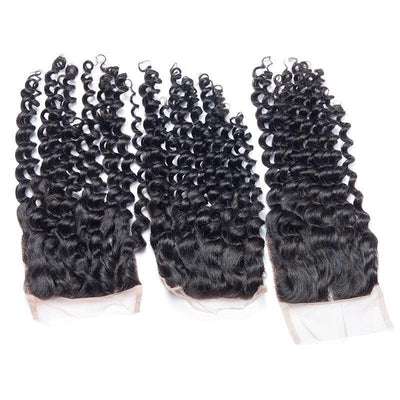 Modern Show Virgin Peruvian Curly Human Hair Swiss Lace Closure With Baby Hair-curly closure