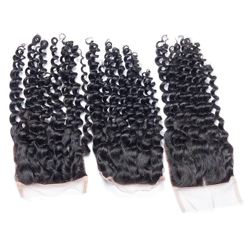Modern Show Virgin Brazilian Deep Curly Weave Human Hair Swiss Lace Closure With Baby Hair-curly lace closure