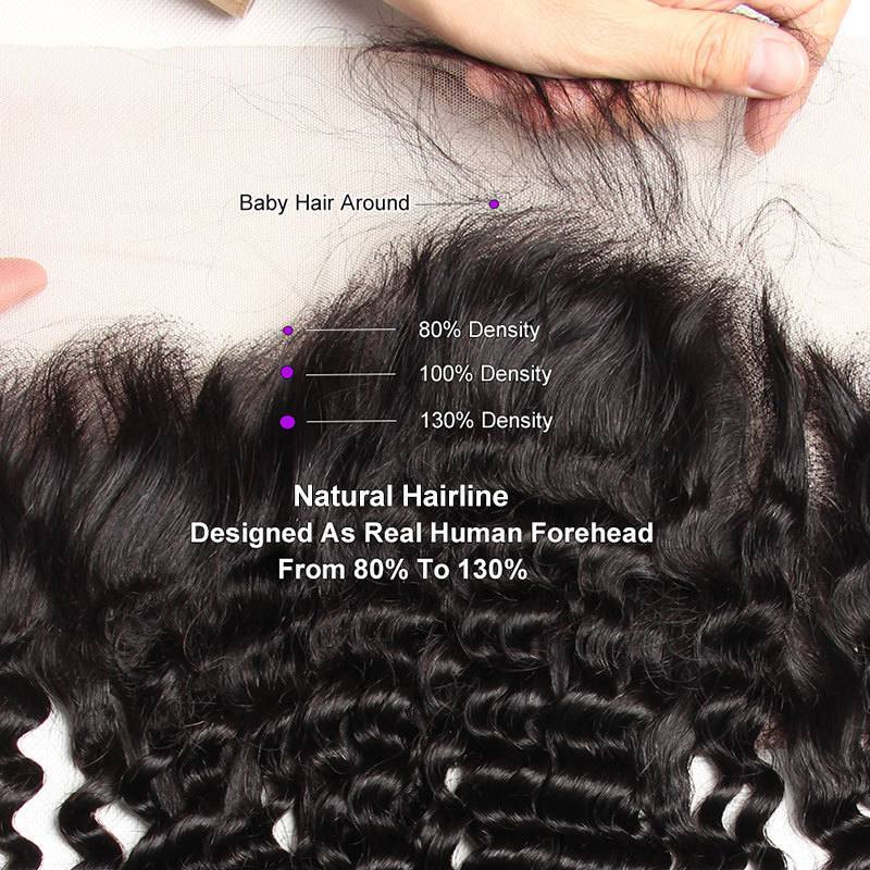 Deep Curly HD Frontal with 4 Human Hair Weave Bundles Malaysian Virgin Hair