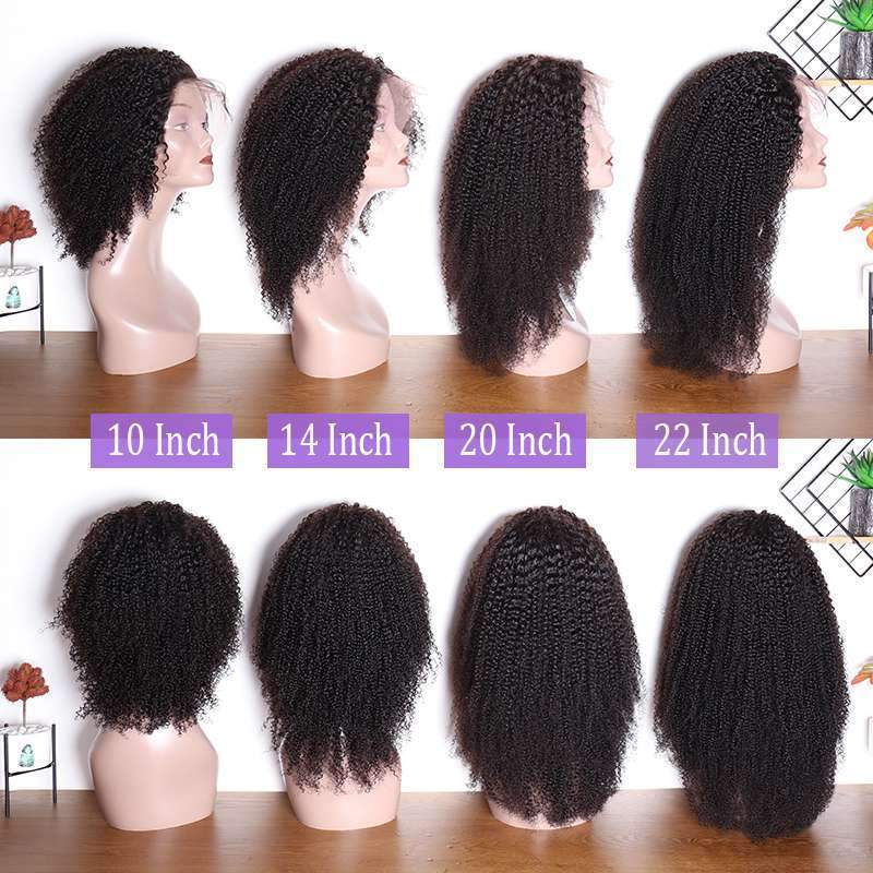 150 Density Brazilian Kinky Curly Lace Wigs Real Remy Human Hair Lace Front Wigs For Black Women-hair length show