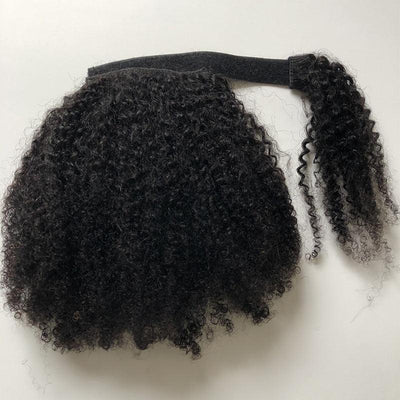 Modern Show Afro Curly Human Hair Ponytail Wrap Around Clip In Hair Extensions Brazilian Hair Velcro Ponytail