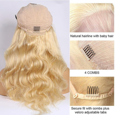 Modern Show 613 Blonde Lace Frontal Wig Brazilian Body Wave Human Hair Wigs 13x4 Transparent Lace Wigs Inside