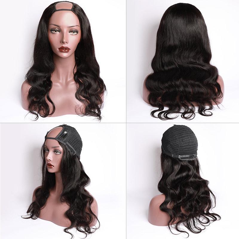Modern Show U Part Wig | Brazilian Body Wave Human Hair Wigs U Part Wigs Natural Black Color 150% Density