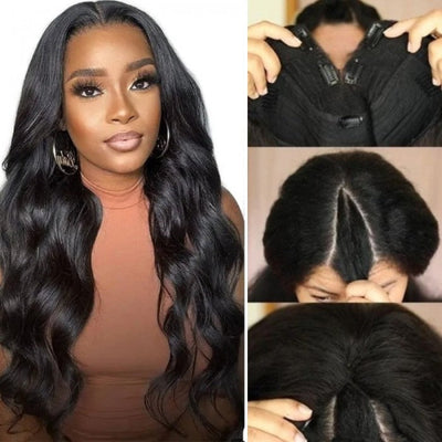 U Part Wig | Brazilian Body Wave Human Hair Wigs U Part Wigs Natural Black Color 150% Density