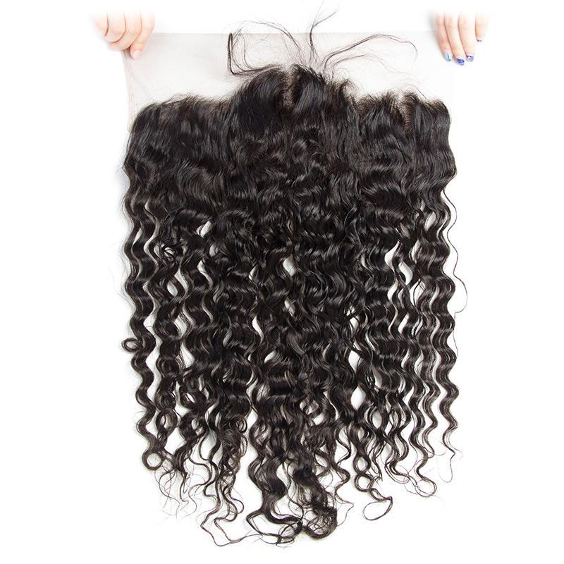 Modern Show Hair Brazilian Water Wave 13x6 Lace Frontal Closure With Baby Hair Wet And Wavy Remy Human Hair Ear To Ear Frontal closure