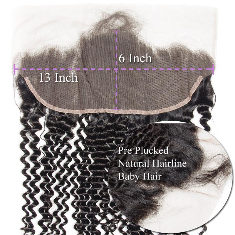 Modern Show Brazilian Curly Weave Human Hair Glueless Pre Plucked 13x6 Lace Frontal Closure With Baby Hair details