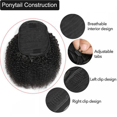 Modern Show Afro Kinky Curly/Yaki Straight Ponytail Human Hair Drawstring Brazilian Hair Extensions Clip In Hair Ponytail