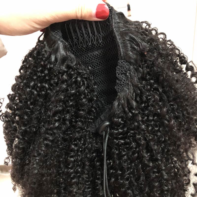 Modern Show Afro Kinky Curly/Yaki Straight Ponytail Human Hair Drawstring Brazilian Hair Extensions Clip In Hair Ponytail
