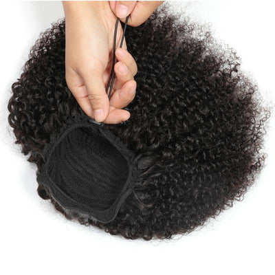 Modern Show Afro Kinky Curly/Yaki Straight Ponytail Human Hair Drawstring Brazilian Hair Extensions Clip In Hair Ponytail