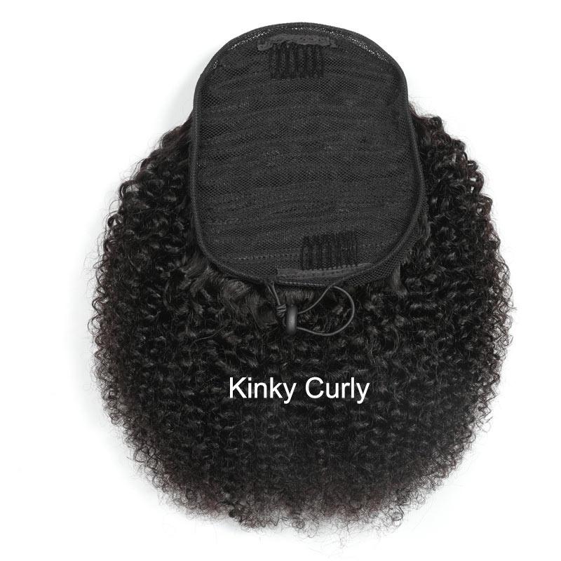 Modern Show Afro Kinky Curly/Yaki Straight Ponytail Human Hair Drawstring Brazilian Hair Extensions Clip In Hair Ponytail