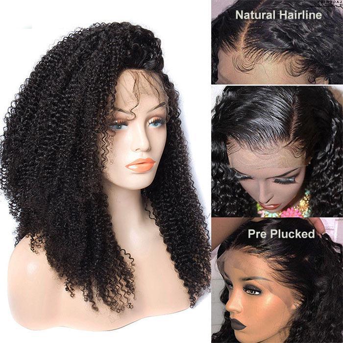 150 Density Brazilian Kinky Curly Lace Wigs Real Remy Human Hair Lace Front Wigs For Black Women