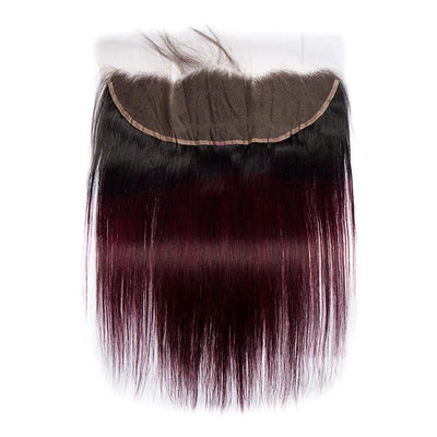 Modern Show Ombre 1b/Dark 99j Color Straight 13x4 Lace Frontal Closure Human Hair Pre Plucked With Baby Hair