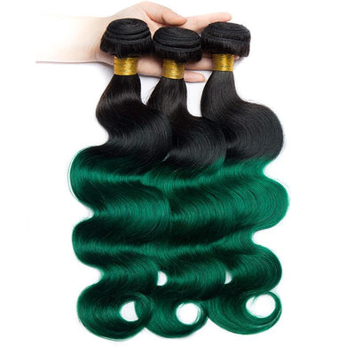 Modern Show 1b/Green Ombre Color Hair Bundles 3pcs Body Wave Brazilian Human Hair Weave Extensions
