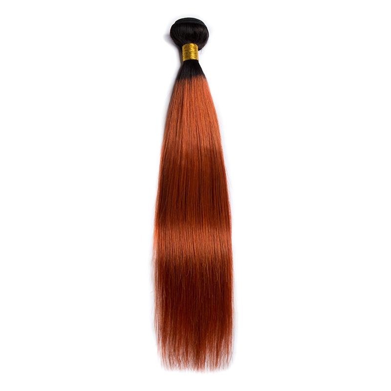 Modern Show Ombre Hair Extensions Two Tone 1B/350 Orange Color Straight Human Hair 1 Bundle Brazilian Remy Hair Weft