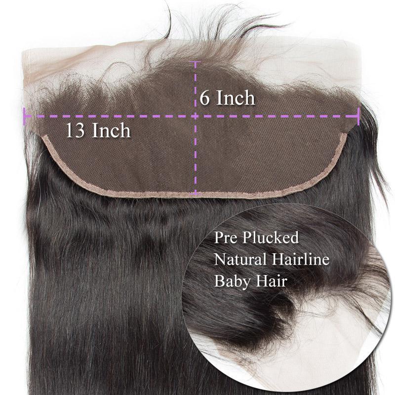 Modern Show 13x6 Brazilian Straight Frontal Remy Human Hair Pre Plucked Lace Frontal Closure With Baby Hair-details
