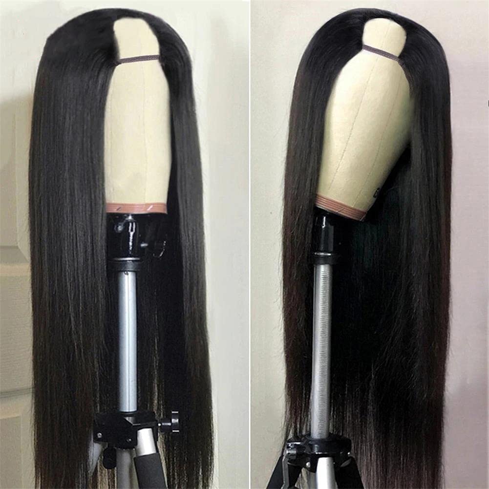 Modern Show Glueless U Part Wig | Brazilian Straight Human Hair Wigs U Part Wigs Natural Black Color 150% Density