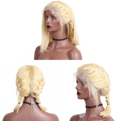 Modern Show Hair 150 Density Short Bob Wig Brazilian Straight Remy Human Hair 613 Blonde Lace Front Wigs For Women On Sale-braids