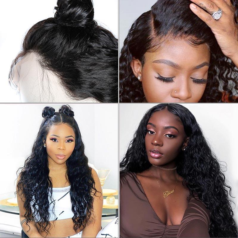 Natural Black 13x4 Transparent Lace Frontal Wigs 100 Real Human