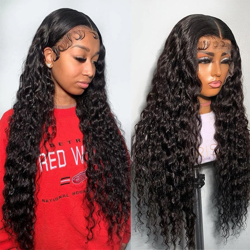 Modern Show Affordable Brazilian Water Wave Remy Human Hair Wig Pre Plucked Invisible Lace Front Wigs With Baby Hair