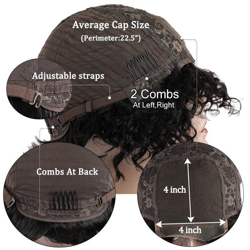 Modern Show 2020 Pixie Cut Wig Short Brazilian Water Wave Human Hair Wigs 4x4 Lace Closure Wig