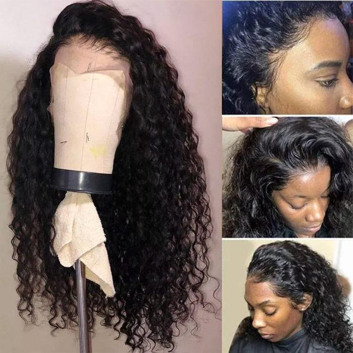 Modern show 150 Density Brazilian Water Wave 360 Lace Wig Remy Human Hair 360 Lace Front Wigs Pre Plucked With Baby Hair