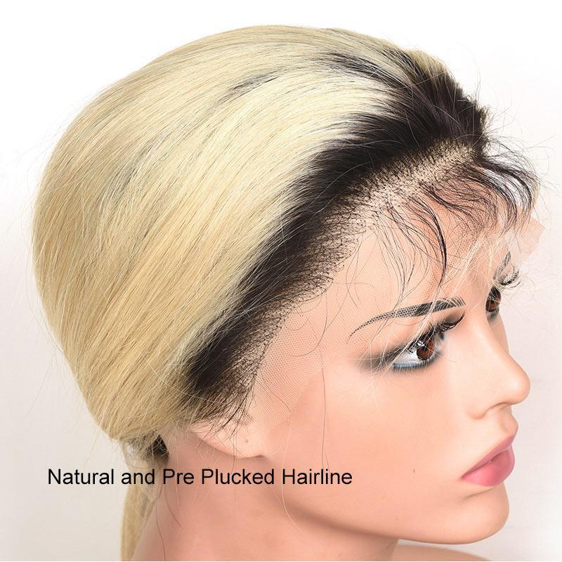 Modern Show 1b/613 Blonde Ombre Color Hair Wig Brazilian Straight Human Hair Wigs Pre Plucked Lace Front Wig For Women