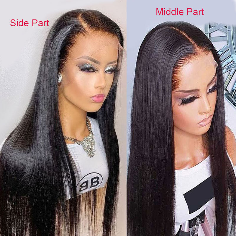 13x6 Transparent Half Lace Wig Brazilian Straight Human Hair  display picture 1