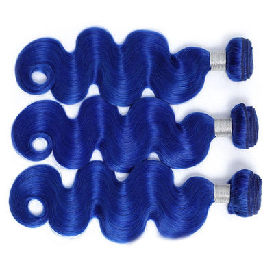 Modern Show Long Wavy Blue Colored Hair Bundles Brazilian Body Wave Human Hair Weave 3Pcs/lot