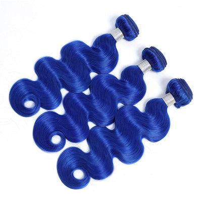 Modern Show Long Wavy Blue Colored Hair Bundles Brazilian Body Wave Human Hair Weave 3Pcs/lot