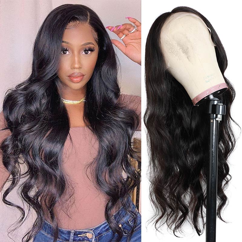 Modern Show Transparent HD Lace Wig Brazilian Body Wave Human Hair Pre Plucked Half Lace Front Wigs With Baby Hair 150 Density