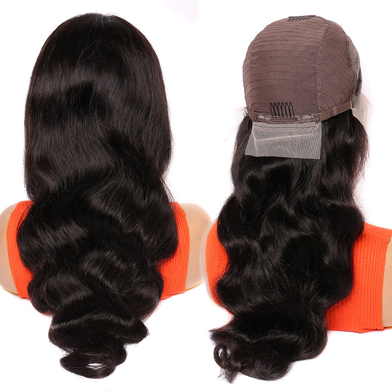 Modern Show 13x6 Transparent Half Lace Front Wigs Brazilian Body Wave Human Hair Pre Plucked Frontal Wig
