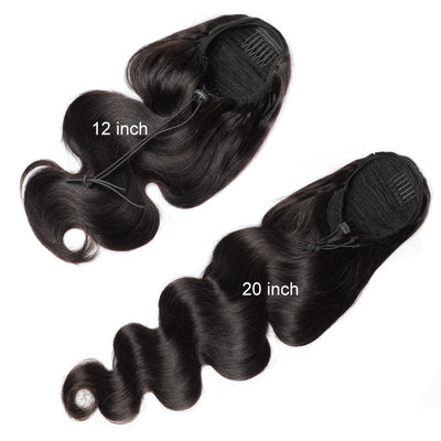 Modern Show 28 Inch Long Human Hair Body Wave Drawstring Ponytail Brazilian Hair Clip In Extensions