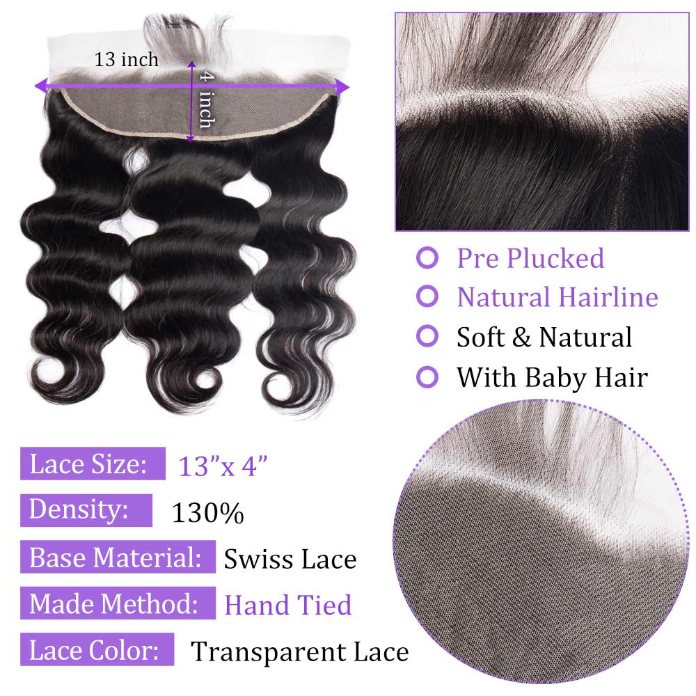 Modern Show 40 Inch Long Body Wave Hair With Frontal Real Remy Human Hair 3 Bundles With 13x4 Lace Frontal Closure