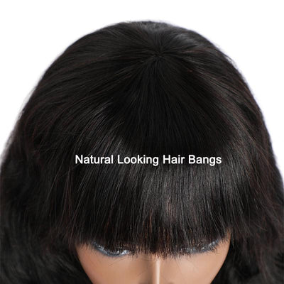 Modern Show Glueless Human Hair Wigs With Bangs 28 Inch Long Brazilian Body Wave Hair Remy Wig With Bangs