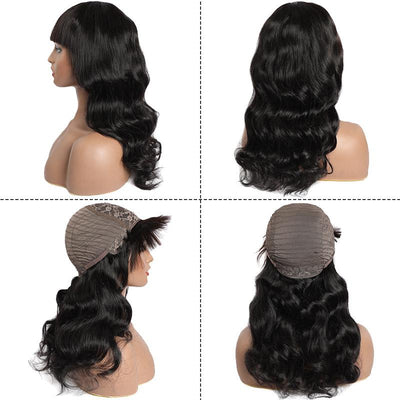 Modern Show Glueless Human Hair Wigs With Bangs 28 Inch Long Brazilian Body Wave Hair Remy Wig With Bangs