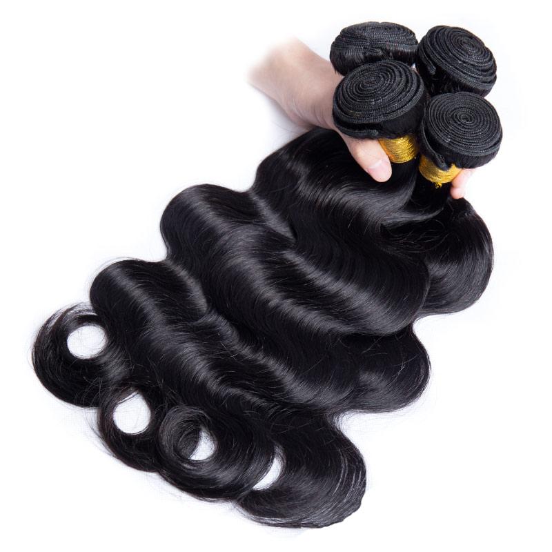 10A Mink Brazilian Virgin Hair Body Wave 3 Bundles Unprocessed Remy Human Hair Weave Extensions-high ponytail show