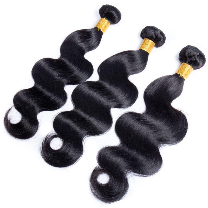 10A Mink Brazilian Virgin Hair Body Wave 3 Bundles Unprocessed Remy Human Hair Weave Extensions-high ponytail show
