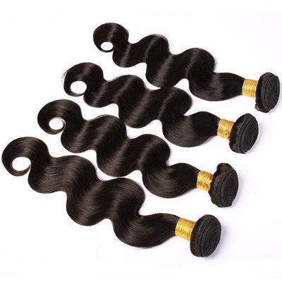 Modern Show Long Brazilian Body Wave Human Hair 4 Bundles Natural Black Color Wavy Hair Weave