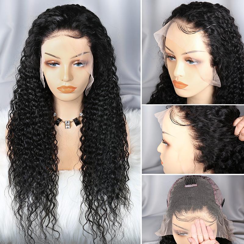Modern Show Hair 150 Density Mink Brazilian Curly Wigs Remy Human Hair 13x6 Transparent Lace Front Wigs For Sale-baby hair