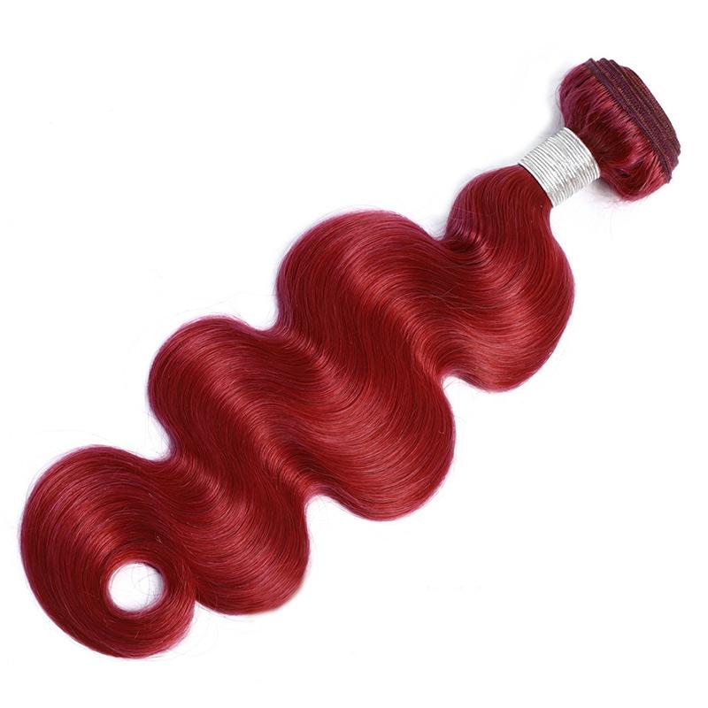 Modern Show Long Wavy Burgundy Colored Hair Bundles Brazilian Body Wave Red Human Hair Weave 3Pcs/lot